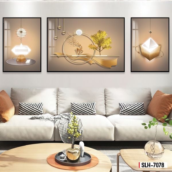 TRANH PHONG THỦY A-B-A  - TRANG TRÍ PHÒNG KHÁCH, SAU SOFA, PHÒNG NGỦ - CHỦ ĐỀ HIỆN ĐẠI HƯƠU TÀI LỘC - MÃ: SLH-7078