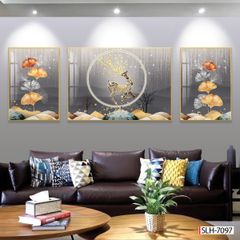 BST49 - TRANH TREO TƯỜNG - PHÒNG KHÁCH, SAU SOFA - TRANH HIỆN ĐẠI HƯƠU TÀI LỘC - KHỔ LỚN