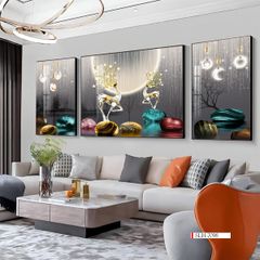 BST145 - TRANH PHONG THỦY A-B-A  - TRANG TRÍ PHÒNG KHÁCH, SAU SOFA, PHÒNG NGỦ - CHỦ ĐỀ HIỆN ĐẠI HƯƠU TÀI LỘC - KHỔ LỚN