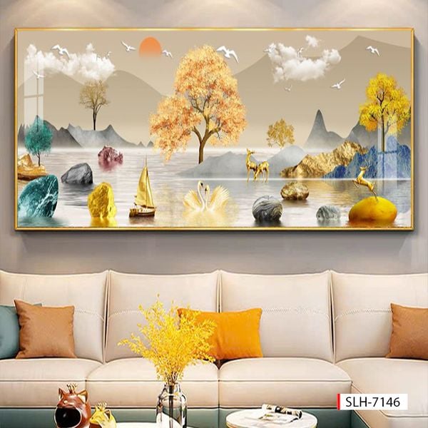 558 - TRANH TREO TƯỜNG PHÒNG KHÁCH - TRANH TRANG TRÍ - TRANH TRANH HƯƠU TÀI LỘC HIỆN ĐẠI | MÃ SLH-7146