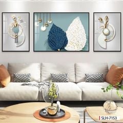 935 - TRANH TREO PHÒNG KHÁCH HIỆN ĐẠI - TRANH TRANG TRÍ - TRANH TREO TƯỜNG LÁ BẠCH QUẢ - KIỂU TRANH GHÉP BỘ 3 BỨC | MÃ SLH-7153