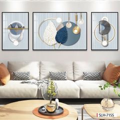 BST 718 - TRANH TREO PHÒNG KHÁCH HIỆN ĐẠI - TRANH TRANG TRÍ - TRANH TREO TƯỜNG LÁ BẠCH QUẢ - KIỂU TRANH GHÉP BỘ 3 BỨC