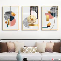 BST85 - TRANH TREO PHÒNG KHÁCH HIỆN ĐẠI - TRANH TRANG TRÍ - TRANH TREO HIỆN ĐẠI TRỪU TƯỢNG - TRANH GHÉP BỘ 3 BỨC |