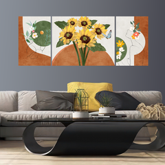 TRANH TREO TƯỜNG PHÒNG KHÁCH - TRANH BÌNH HOA GHÉP BỘ 3 BỨC | MÃ SLH-9012