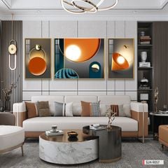 TRANH TREO TƯỜNG PHÒNG KHÁCH HIỆN ĐẠI TRỪU TƯỢNG - TRANH GHÉP BỘ 3 BỨC | MÃ SLH-9057