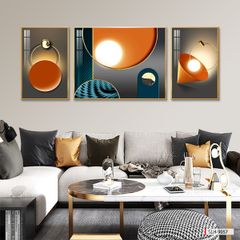 TRANH TREO TƯỜNG PHÒNG KHÁCH HIỆN ĐẠI TRỪU TƯỢNG - TRANH GHÉP BỘ 3 BỨC | MÃ SLH-9057