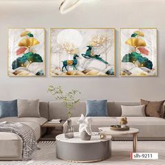 BST169 -TRANH PHONG THỦY 3D - TRANG TRÍ PHÒNG KHÁCH, SAU SOFA, PHÒNG NGỦ - CHỦ ĐỀ HIỆN ĐẠI HƯƠU TÀI LỘC