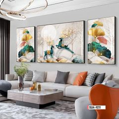 TRANH TREO TƯỜNG - PHÒNG KHÁCH - GHÉP BỘ 3 BỨC - MÃ SLH-9211
