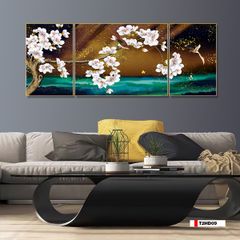 TRANH TREO TƯỜNG PHÒNG KHÁCH - TRANH HOA 3D GHÉP BỘ 3 BỨC | MÃ T2HD09