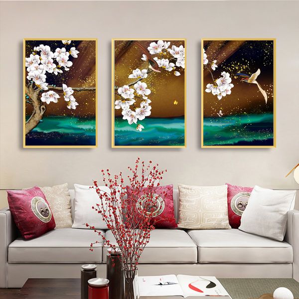 TRANH TREO TƯỜNG KHUNG HỢP KIM - TRANH TREO PHÒNG KHÁCH - TRANH TREO BÌNH HOA - HOA - MÃ T2HD09