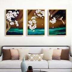 TRANH TREO TƯỜNG KHUNG HỢP KIM - TRANH TREO PHÒNG KHÁCH - TRANH TREO BÌNH HOA - HOA - MÃ T2HD09