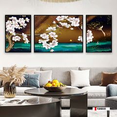 TRANH TREO TƯỜNG PHÒNG KHÁCH - TRANH HOA 3D GHÉP BỘ 3 BỨC | MÃ T2HD09