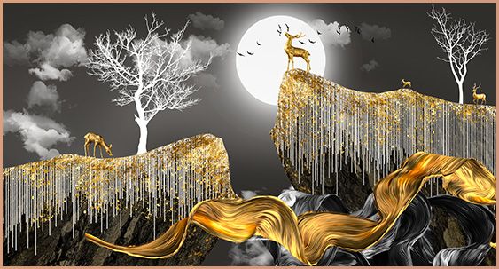 TRANH TREO TƯỜNG PHÒNG KHÁCH - TRANH HƯƠU TÀI LỘC - KHỔ LỚN | Mã T2HD43