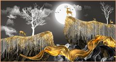 TRANH TREO TƯỜNG PHÒNG KHÁCH - TRANH HƯƠU TÀI LỘC - KHỔ LỚN | Mã T2HD43