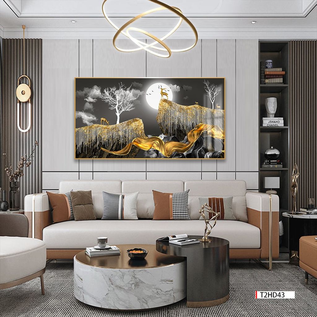 TRANH TREO TƯỜNG PHÒNG KHÁCH - TRANH HƯƠU TÀI LỘC - KHỔ LỚN | Mã T2HD43