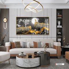 TRANH TREO TƯỜNG PHÒNG KHÁCH - TRANH HƯƠU TÀI LỘC - KHỔ LỚN | Mã T2HD43