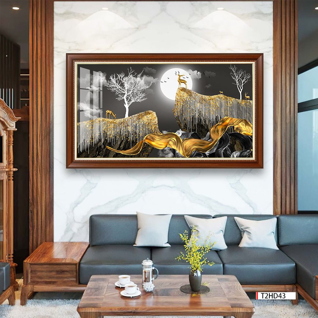 TRANH TREO TƯỜNG PHÒNG KHÁCH - TRANH HƯƠU TÀI LỘC - KHỔ LỚN | Mã T2HD43