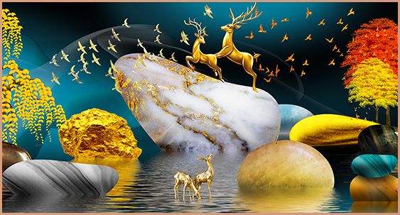 TRANH TREO TƯỜNG PHÒNG KHÁCH - TRANH HƯƠU TÀI LỘC - KHỔ LỚN | Mã T2HD48