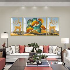 TRANH TREO TƯỜNG PHÒNG KHÁCH - TRANH HƯƠU TÀI LỘC GHÉP BỘ 3 BỨC | MÃ T2HD49
