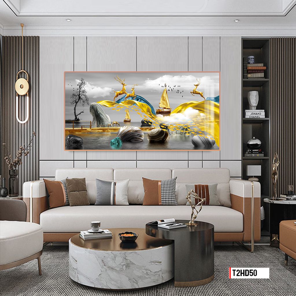 TRANH TREO TƯỜNG PHÒNG KHÁCH - PHÒNG NGỦ - SẢNH LỐI ĐI - TRANH HƯƠU TÀI LỘC | MÃ T2HD50