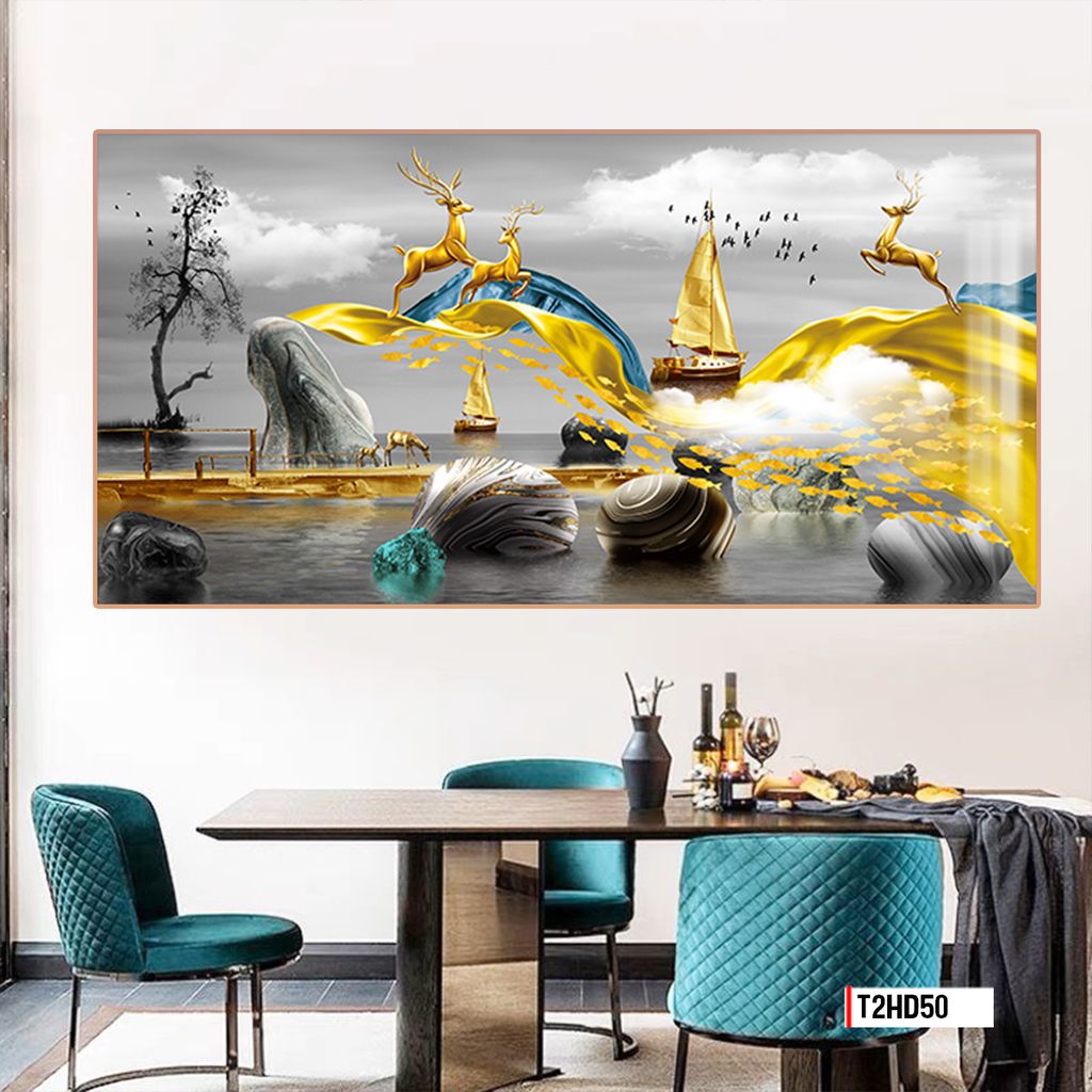 TRANH TREO TƯỜNG PHÒNG KHÁCH - PHÒNG NGỦ - SẢNH LỐI ĐI - TRANH HƯƠU TÀI LỘC | MÃ T2HD50