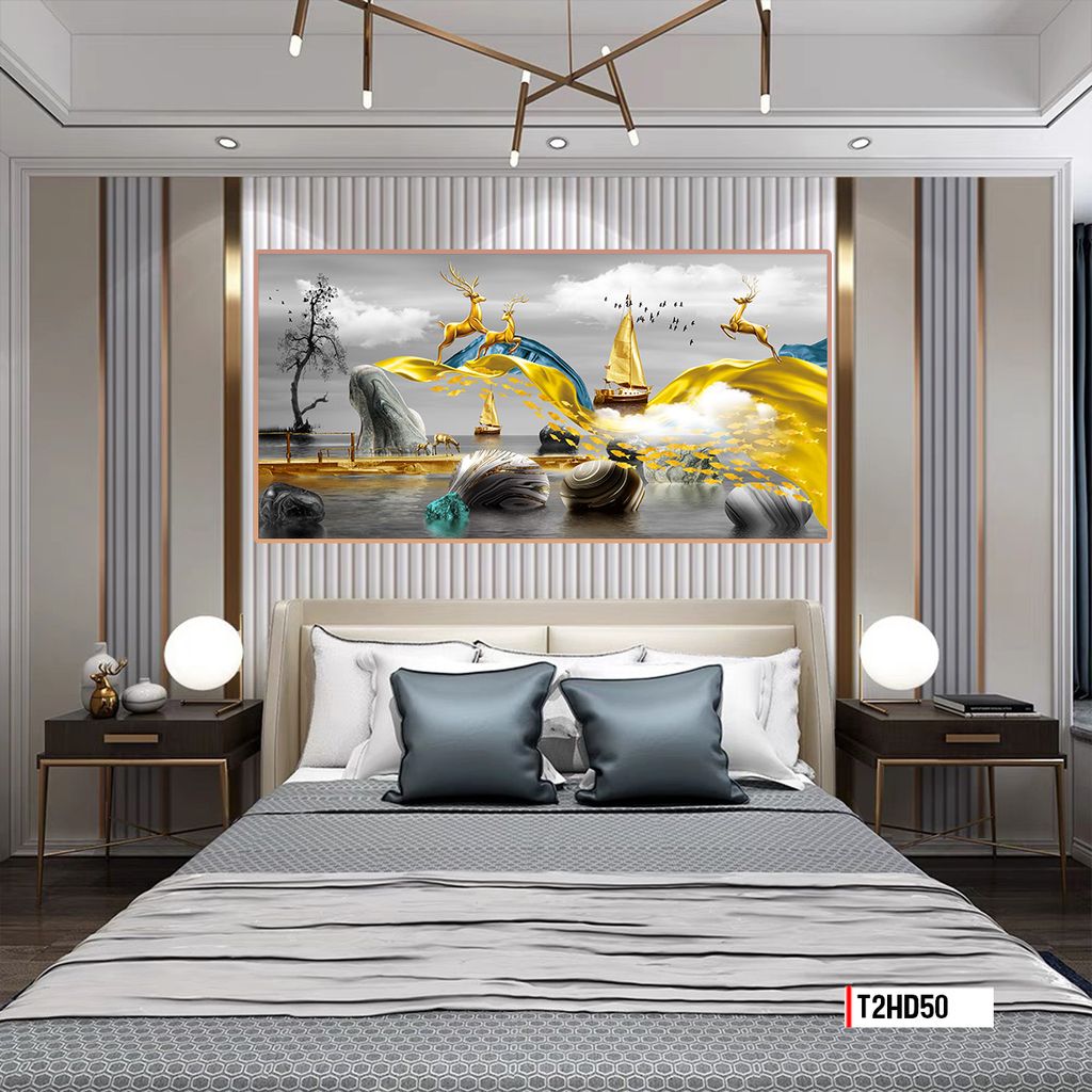 TRANH TREO TƯỜNG PHÒNG KHÁCH - PHÒNG NGỦ - SẢNH LỐI ĐI - TRANH HƯƠU TÀI LỘC | MÃ T2HD50