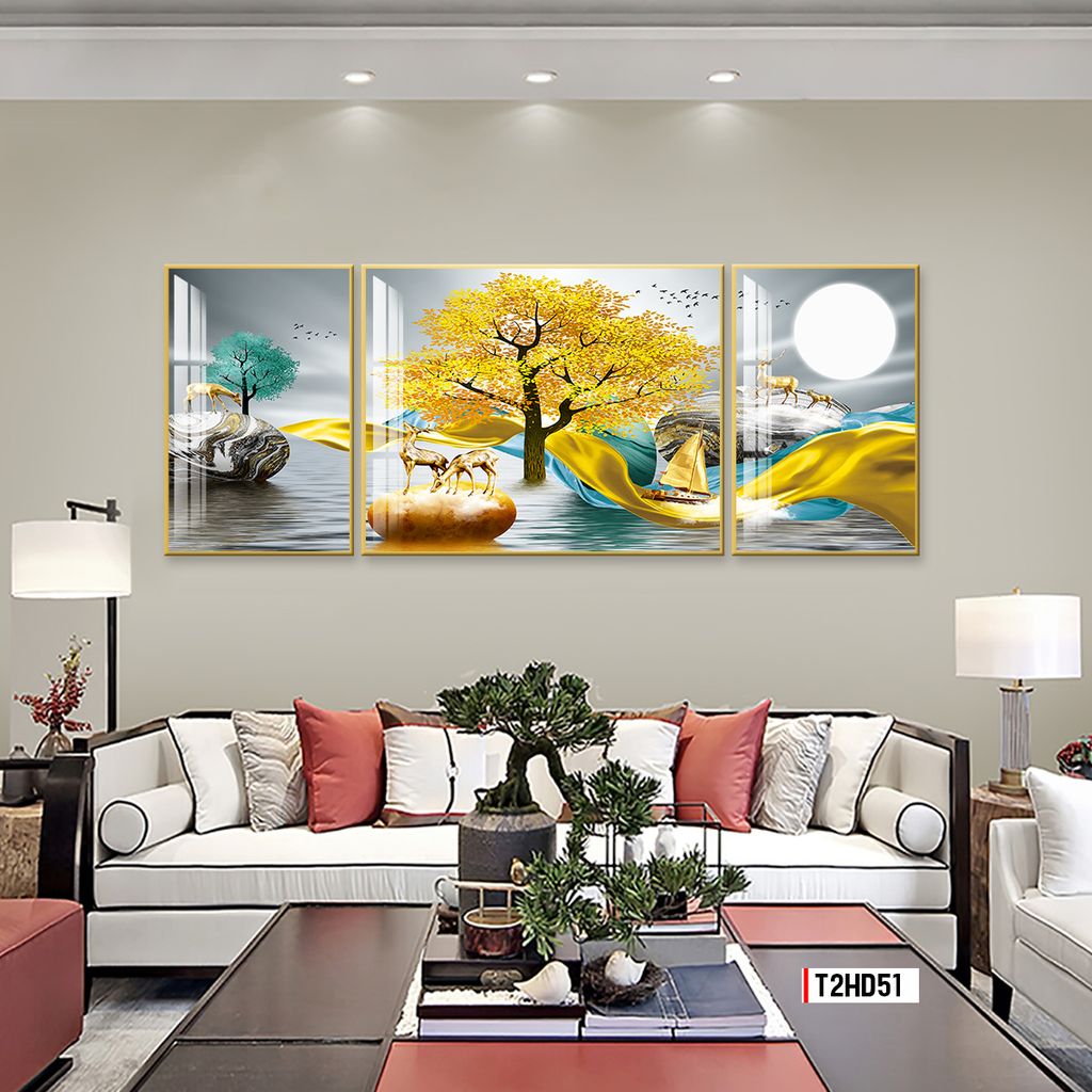 TRANH TREO TƯỜNG PHÒNG KHÁCH - TRANH HƯƠU TÀI LỘC - KHỔ LỚN | MÃ T2HD51