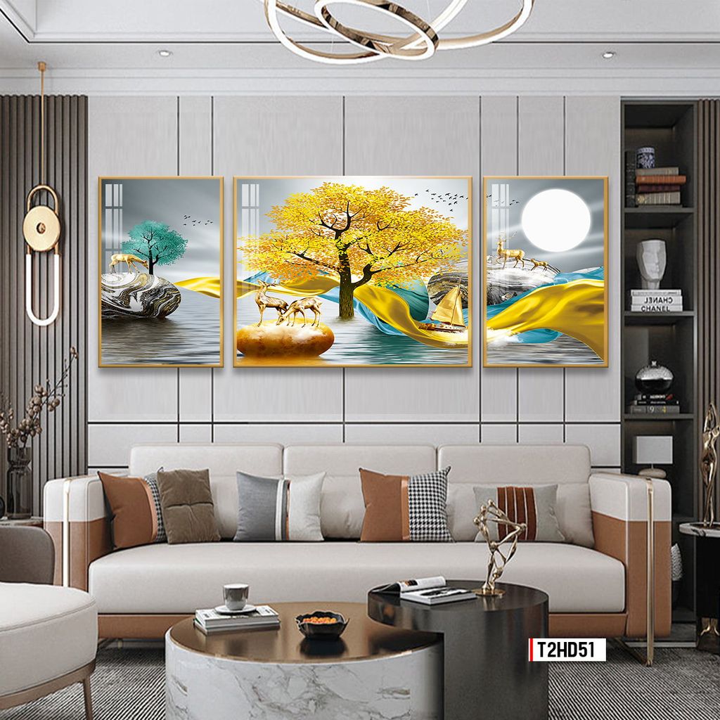 TRANH TREO TƯỜNG PHÒNG KHÁCH - TRANH HƯƠU TÀI LỘC - KHỔ LỚN | MÃ T2HD51