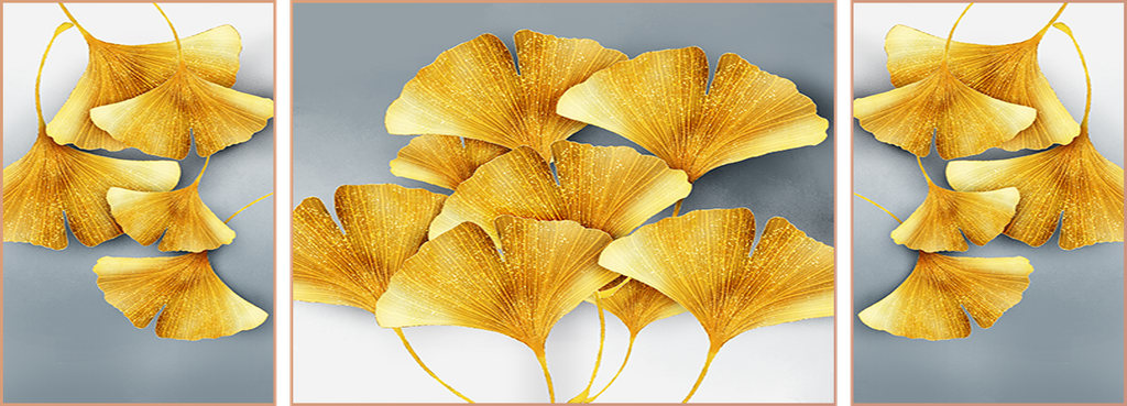 TRANH TREO TƯỜNG PHÒNG KHÁCH - TRANH LÁ BẠCH QUẢ GHÉP BỘ 3 BỨC | MÃ T2HD53