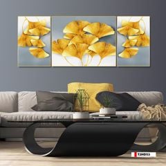 TRANH TREO TƯỜNG PHÒNG KHÁCH - TRANH LÁ BẠCH QUẢ GHÉP BỘ 3 BỨC | MÃ T2HD53