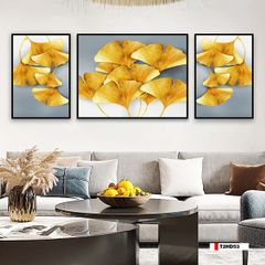 TRANH TREO TƯỜNG PHÒNG KHÁCH - TRANH LÁ BẠCH QUẢ GHÉP BỘ 3 BỨC | MÃ T2HD53