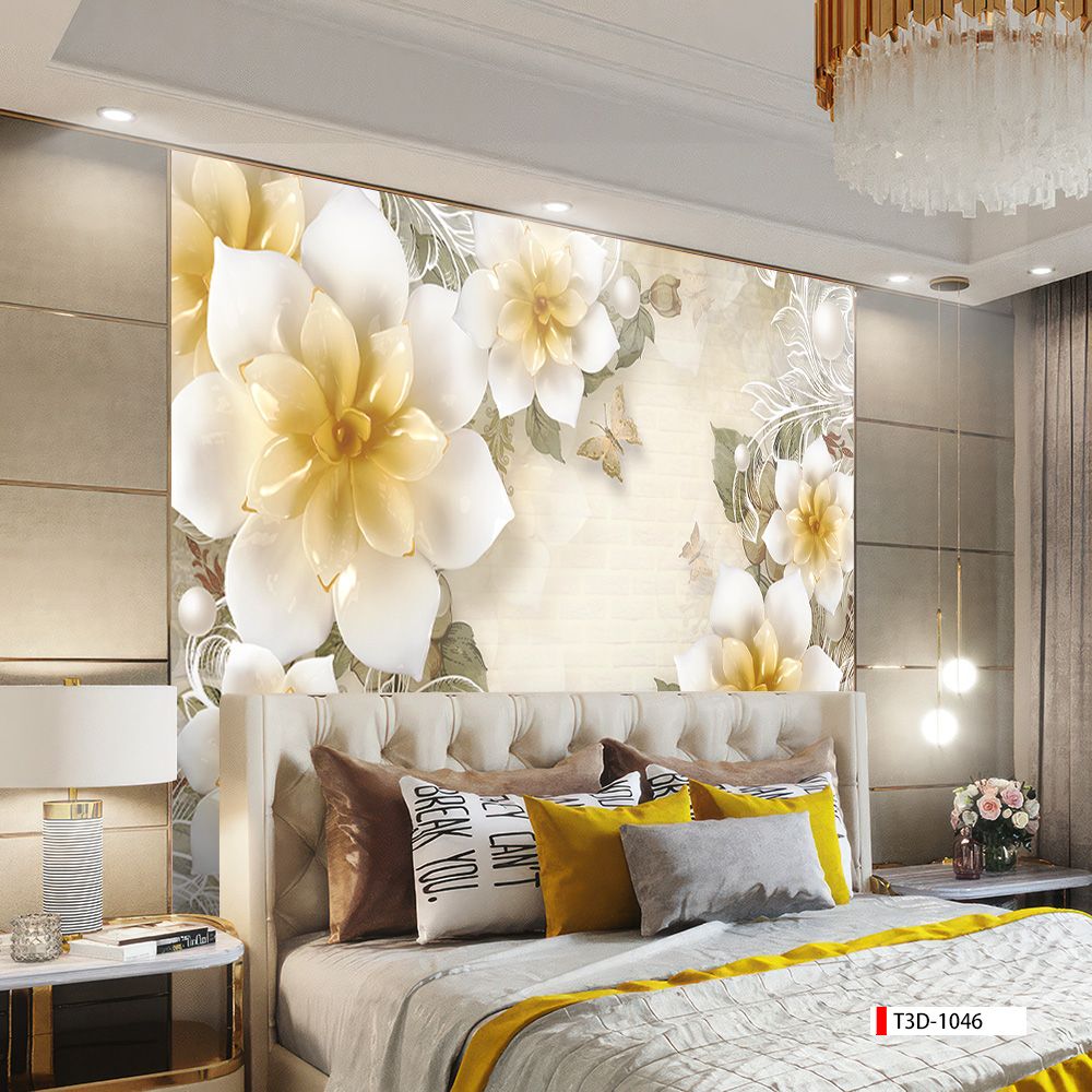 TRANH PVC ỐP TƯỜNG - VÁCH TRANG TRÍ TIVI PHÒNG KHÁCH, PHÒNG NGỦ - TRANH VÂN ĐÁ HOA 3D | MÃ T3D-1046