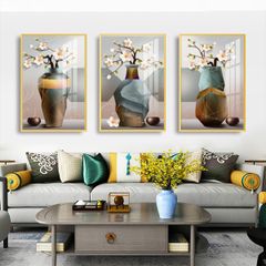 TRANH TREO TƯỜNG KHUNG HỢP KIM - TRANH TREO PHÒNG KHÁCH - TRANH TREO BÌNH HOA - HOA - MÃ T3D-1073