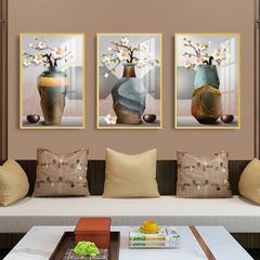 TRANH TREO TƯỜNG KHUNG HỢP KIM - TRANH TREO PHÒNG KHÁCH - TRANH TREO BÌNH HOA - HOA - MÃ T3D-1073