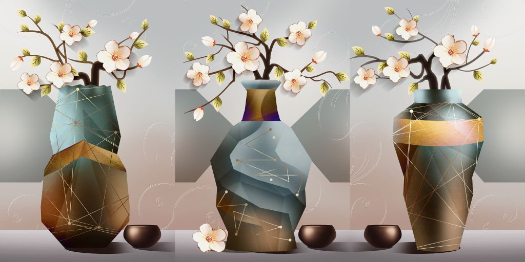 TRANH TREO TƯỜNG KHUNG HỢP KIM - TRANH TREO PHÒNG KHÁCH - TRANH TREO BÌNH HOA - HOA - MÃ T3D-1073