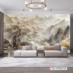 816 - TRANH DÁN TƯỜNG PHÒNG KHÁCH SAU SOFA - TRANH TRANG TRÍ - TRANH DÁN TƯỜNG TIỂU CẢNH 3D - KIỂU TRANH LIỀN KHỔ| MÃ T3D-1079491192