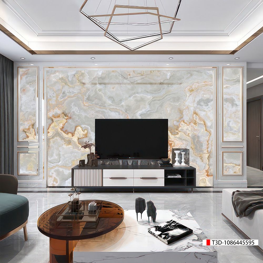 TRANH PVC ỐP TƯỜNG - TRANH VÂN ĐÁ TRẮNG - VÂN MÂY - THẠCH ANH | MÃ T3D-1086445595