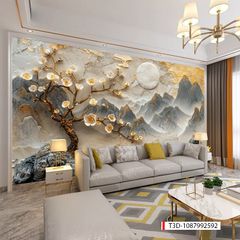 824 - TRANH DÁN TƯỜNG PHÒNG KHÁCH SAU SOFA - TRANH TRANG TRÍ - TRANH DÁN TƯỜNG TIỂU CẢNH 3D - KIỂU TRANH LIỀN KHỔ| MÃ T3D-1087992592