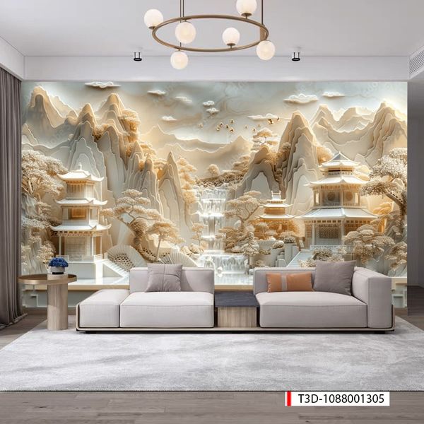 818 - TRANH DÁN TƯỜNG PHÒNG KHÁCH SAU SOFA - TRANH TRANG TRÍ - TRANH DÁN TƯỜNG TIỂU CẢNH 3D - KIỂU TRANH LIỀN KHỔ| MÃ T3D-1088001305