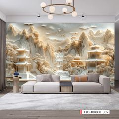 818 - TRANH DÁN TƯỜNG PHÒNG KHÁCH SAU SOFA - TRANH TRANG TRÍ - TRANH DÁN TƯỜNG TIỂU CẢNH 3D - KIỂU TRANH LIỀN KHỔ| MÃ T3D-1088001305