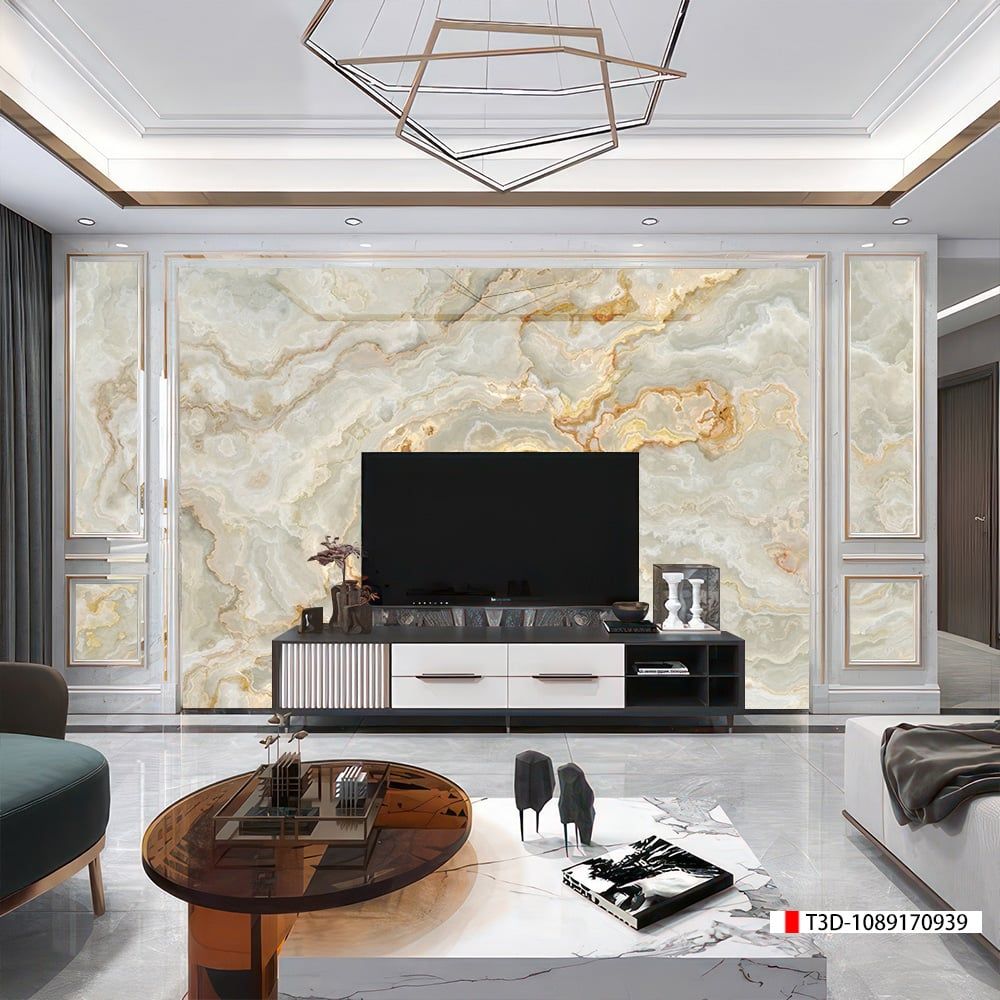 BST116 - TRANH PVC ỐP TƯỜNG - TRANG TRÍ PHÒNG KHÁCH - TRANH VÂN ĐÁ TRẮNG, VÂN MÂY - KHỔ LỚN