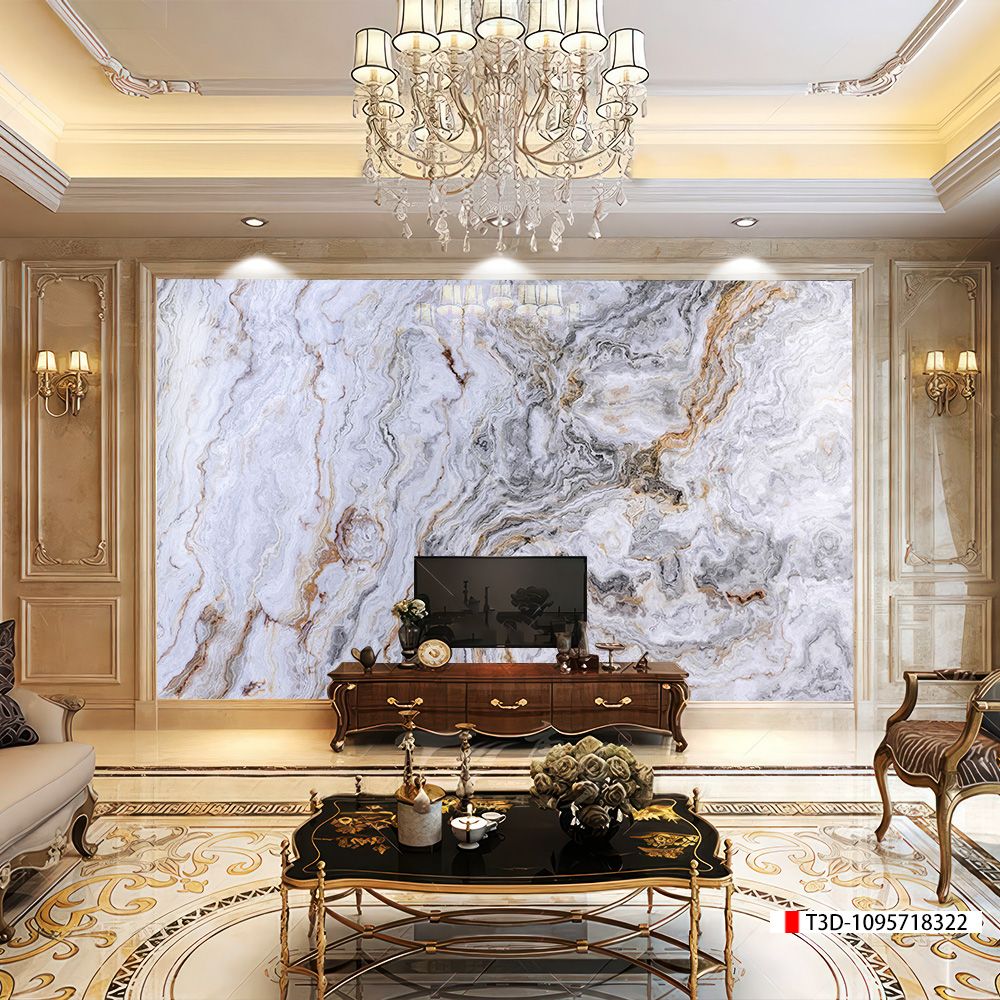 BST116 - TRANH PVC ỐP TƯỜNG - TRANG TRÍ PHÒNG KHÁCH - TRANH VÂN ĐÁ TRẮNG, VÂN MÂY - KHỔ LỚN