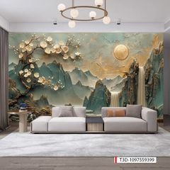 819 - TRANH DÁN TƯỜNG PHÒNG KHÁCH SAU SOFA - TRANH TRANG TRÍ - TRANH DÁN TƯỜNG TIỂU CẢNH 3D - KIỂU TRANH LIỀN KHỔ| MÃ T3D-1097559399