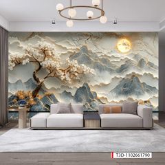 820 - TRANH DÁN TƯỜNG PHÒNG KHÁCH SAU SOFA - TRANH TRANG TRÍ - TRANH DÁN TƯỜNG TIỂU CẢNH 3D - KIỂU TRANH LIỀN KHỔ| MÃ T3D-1102661790