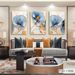BST165 - TRANH TREO TƯỜNG PHÒNG KHÁCH - SAU SOFA - TRANH TREO 3 BỨC HOA 3D