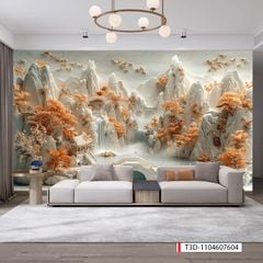 821 - TRANH DÁN TƯỜNG PHÒNG KHÁCH SAU SOFA - TRANH TRANG TRÍ - TRANH DÁN TƯỜNG TIỂU CẢNH 3D - KIỂU TRANH LIỀN KHỔ| MÃ T3D-1104607604