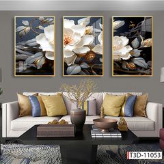 BST165 - TRANH TREO TƯỜNG PHÒNG KHÁCH - SAU SOFA - TRANH TREO 3 BỨC HOA 3D