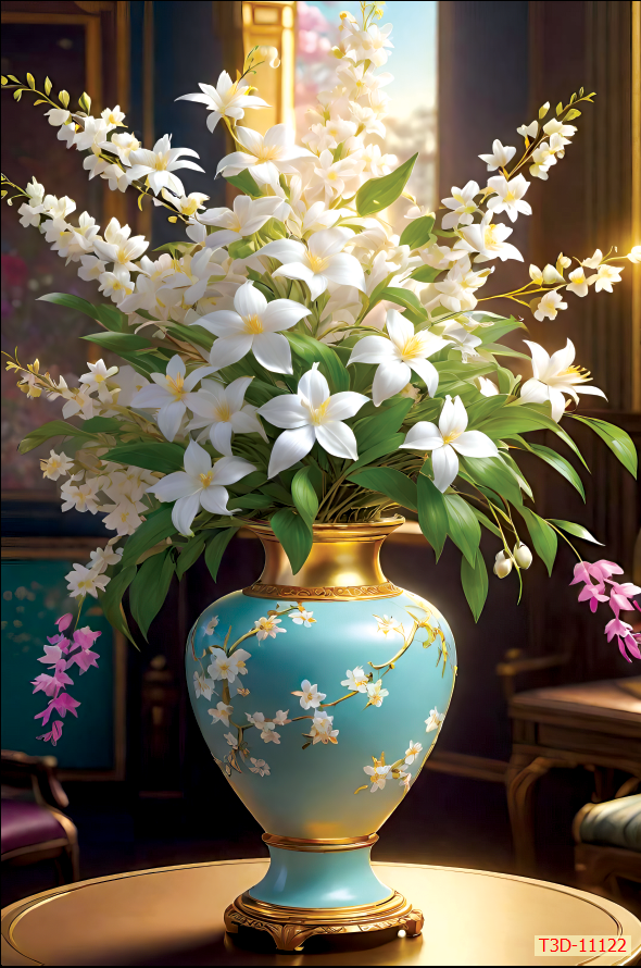 182 - TRANH TREO TƯỜNG CHIẾU NGHỈ CẦU THANG LỐI ĐI - TRANH TREO TƯỜNG HOA, BÌNH HOA 3D| T3D-11122