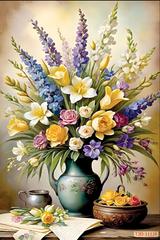 186 - TRANH TREO TƯỜNG CHIẾU NGHỈ CẦU THANG LỐI ĐI - TRANH TREO TƯỜNG HOA, BÌNH HOA 3D| T3D-11128