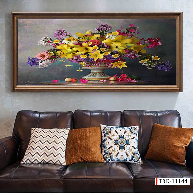 BST167 - TRANH TREO TƯỜNG PHÒNG KHÁCH - SAU SOFA - TRANH HOA 3D CỔ ĐIỂN